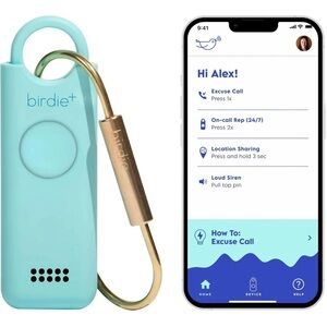 Birdie+Smart Personal Safety Alarm in Aqua- New in Box
